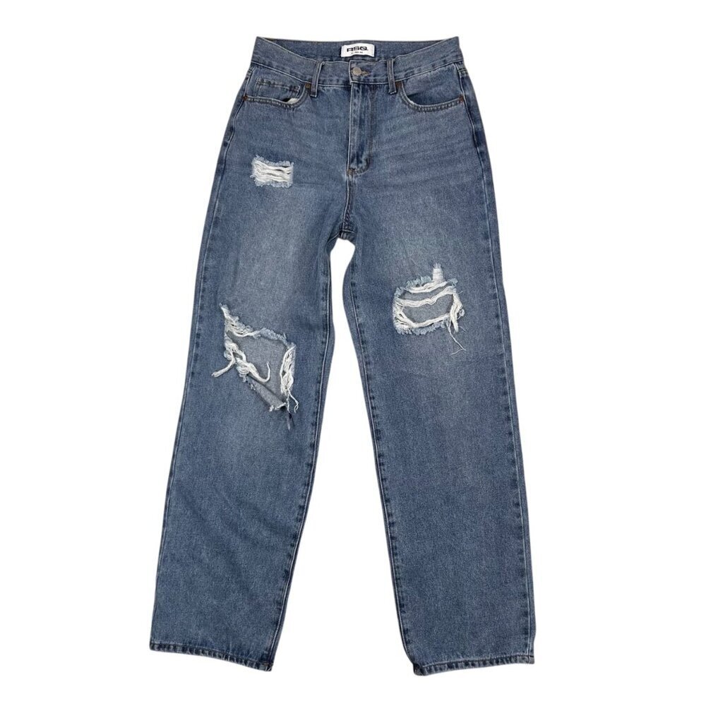 RSQ Baggy Jeans 27 Women Distressed Blue Denim Casual Festival